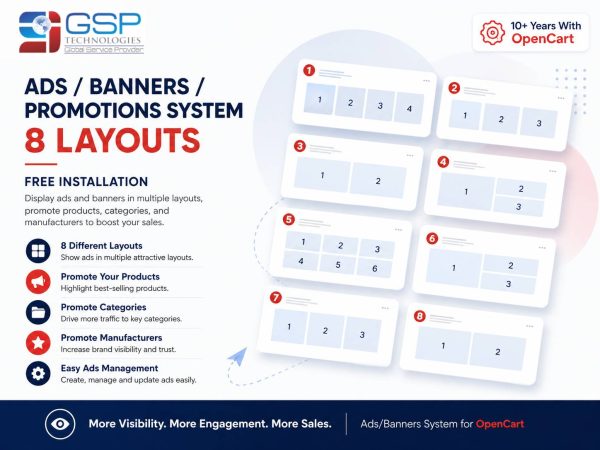 Ads / Banners / Promotions System 8 Layouts(Free Installation)