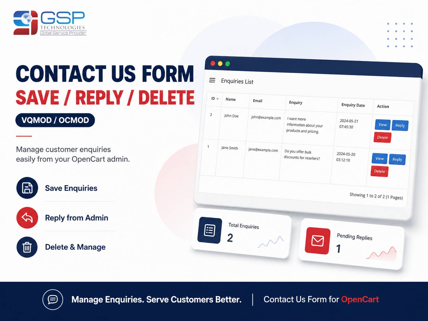 Contact us form Save/Reply/Delete from admin (VQMOD/OCMOD)